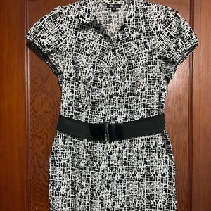 AB Studio Black & White Shirtdress w/Belt Sz 10